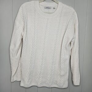 Orvis Women's Sweater Large White Casual Or Dress Soft Pullover A8